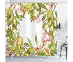 Feijoa Exotic Fruit Floral Shower Curtain