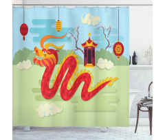 Chinese Pavilion Shower Curtain