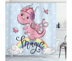 Magic Dragon on a Rainbow Shower Curtain