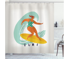 Woman Surfer on the Waves Art Shower Curtain