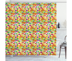 Smile Kawaii Foods Shower Curtain