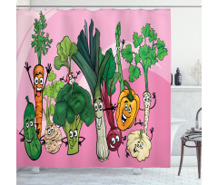 Happy Healthy Food Image Shower Curtain