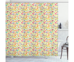 Cartoonish Foods Shower Curtain