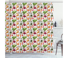 Sketchy Painted Foods Shower Curtain