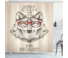 Hipster Wolf Be Smart Shower Curtain