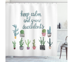 Grow Succulents Plant Pot Shower Curtain