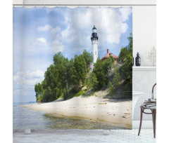 Lighthouse at Beach Shower Curtain