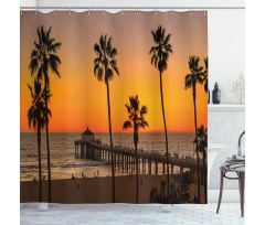 Manhattan Ocean Dusk Shower Curtain