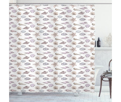 Seashell Sketches Pattern Shower Curtain