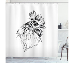 Rooster Head Portrait Shower Curtain