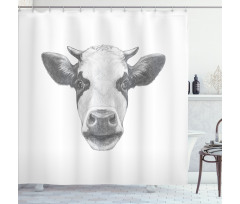 Sketch Portrait of Cow Shower Curtain