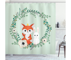 Friends Fox Rabbit Shower Curtain