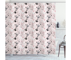 Bunnies Doodle Shower Curtain