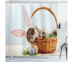 Cat as Easter Rabbit Shower Curtain