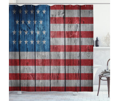 Worn Style American Flag Shower Curtain