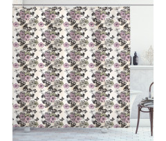 Nostalgic Floral Pattern Shower Curtain