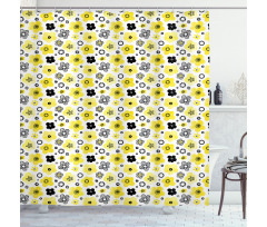 Bicolour Spring Flowers Shower Curtain