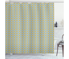 Tile Like Vintage Motif Shower Curtain