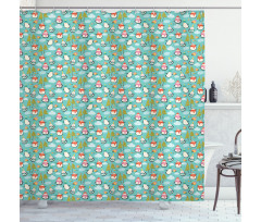 Happy Noel Penguins Gifts Shower Curtain