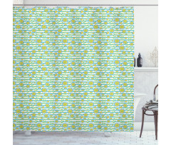 Summer Flowers Stripes Shower Curtain