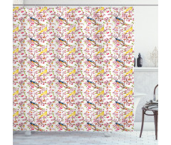 Sakura Branches and Birds Shower Curtain