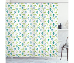 Watercolor Lizards and Cacti Shower Curtain