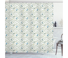 Thin Leafy Branches Berries Shower Curtain