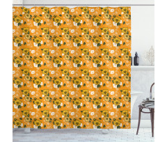 Orange Tones Spring Blossom Shower Curtain