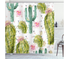 Watercolor Exotic Cactus Shower Curtain