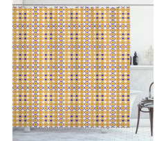 Bicolour Flower Motif Shower Curtain