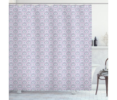 Pastel Tones Floral Motif Shower Curtain