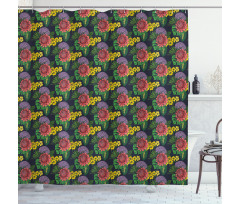 Tropical Leaf Jungle Flowers Shower Curtain