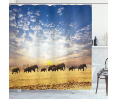 Wild Elephants Herd Shower Curtain