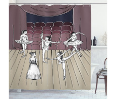 Ballerinas Stage Sketch Shower Curtain