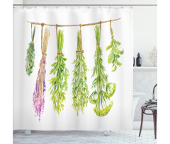 Hanged Beneficial Plants Dry Shower Curtain