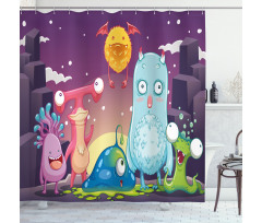 Funky and Happy Characters Shower Curtain