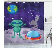 Vertical Shot Space Setting Shower Curtain