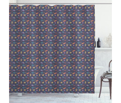 Rockets and Stars Pastel Hues Shower Curtain