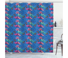 Blooming Lilies and Phloxes Shower Curtain