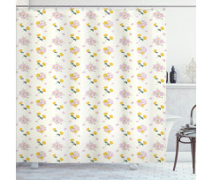 Cosmee and Zinnia Flowers Shower Curtain