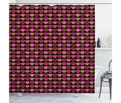 Dots and Hearts Shower Curtain