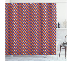 Bicolour Floral Grid Shower Curtain