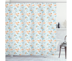 Fall Leaves Mushrooms Shower Curtain