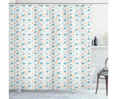 Sailboat Seagull Fishes Shower Curtain