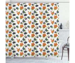 Abstract Flowers Leaves Shower Curtain