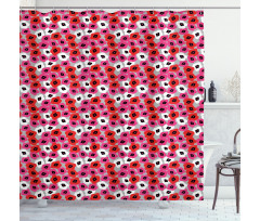 Flower Look Motif Shower Curtain