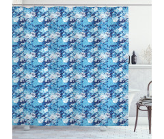 Blue Color Palette Roses Shower Curtain