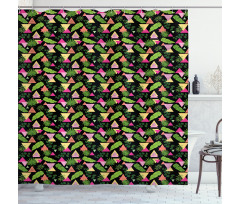 Exotic Leaves Triangles Shower Curtain