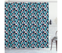 Grunge Half Rounds Motif Shower Curtain