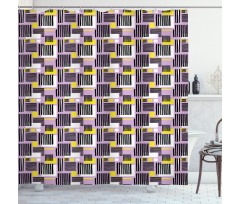 Modern Stripe and Squares Shower Curtain